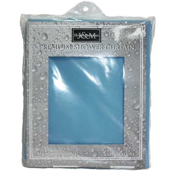 Polyester/PEVA Shower Curtain 70x72", Antibacterial and Mildew Resistant, Waterproof/Water-Repellent to Resist Germs, Bacteria & Mold for Everyday Use-Light Blue