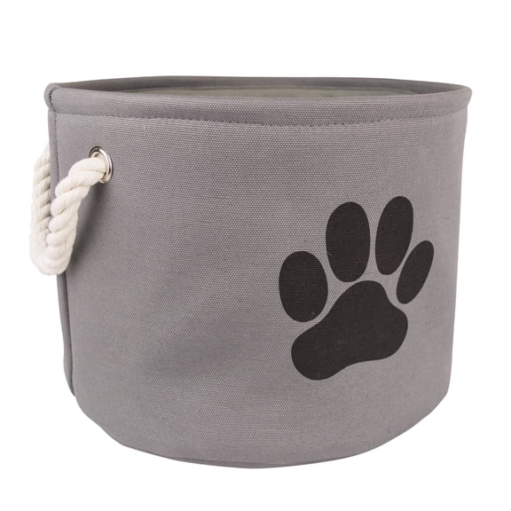 Bone Dry Polyester Pet Bin Paw Gray Round Small