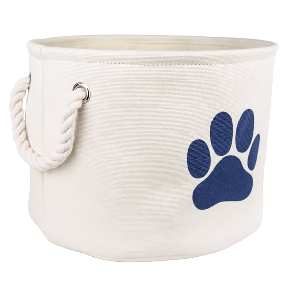 Bone Dry Polyester Pet Bin Paw Off White Round Small