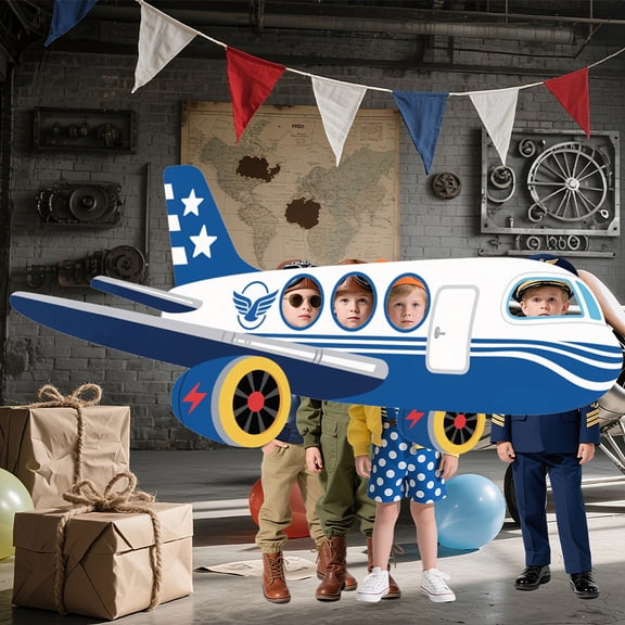 Polyester Photo Backdrop for Party Decoration with 6M Cord Airplane 205x90cm
