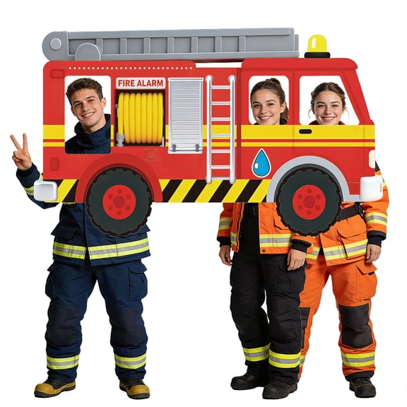 Polyester Photo Backdrop for Party Decoration with 6M Cord Fire Truck 120x200cm diy