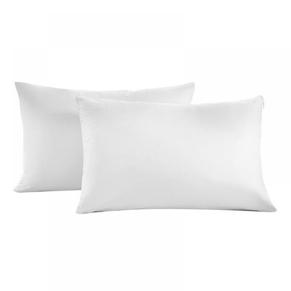 Polyester Pillowcase for Hair and Skin Pillowcases - 2 Pack, Luxury Polyester Pillowcases with Zipper Closure, Polyester Pillow Case Cover, Standard Polyester Pillowcase for Hair & Skin, White