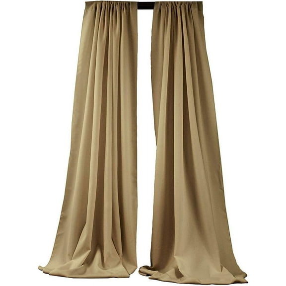 Polyester Poplin Backdrop Drapes Curtain Panel/Curtain Room Divider (Taupe, 2 Panels 5 Feet Wide x 9 Feet High)