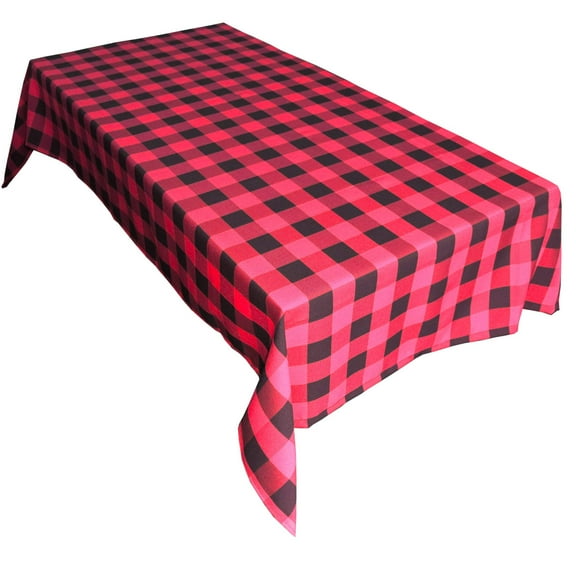 Polyester Poplin Gaberdine Durable Tablecloth Buffalo Checkered Plaid Red and Black