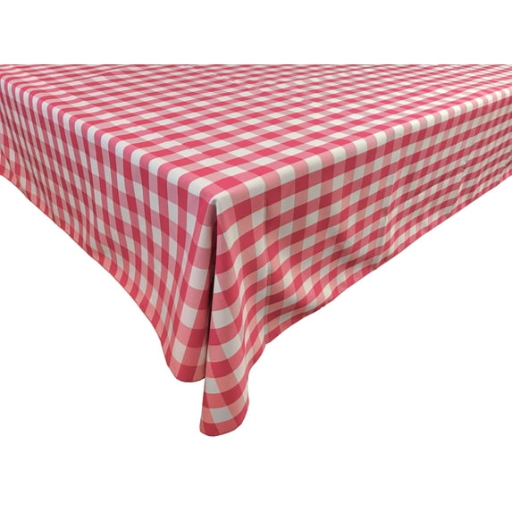 Polyester Poplin Gaberdine Durable Tablecloth Gingham Checkered Plaid Coral
