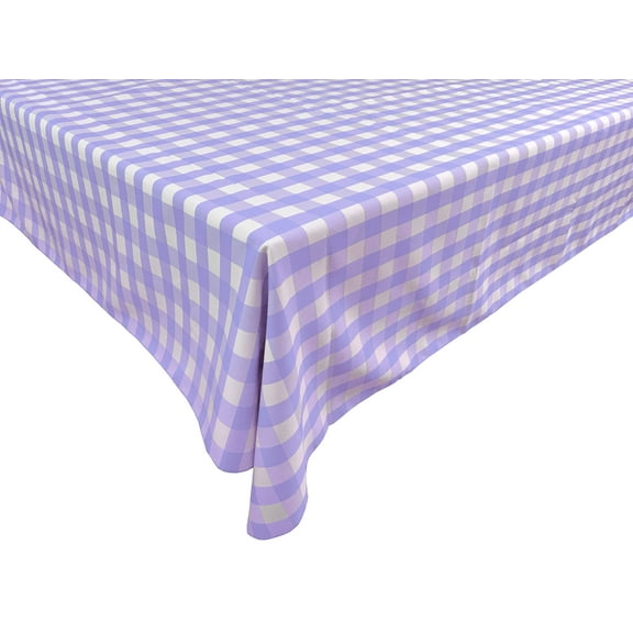 Polyester Poplin Gaberdine Durable Tablecloth Gingham Checkered Plaid Lavender