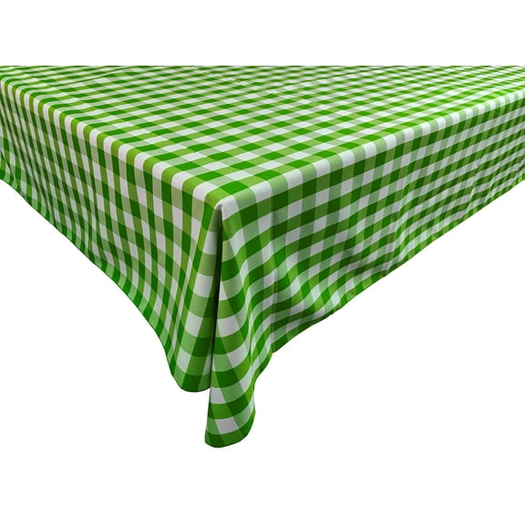 Polyester Poplin Gaberdine Durable Tablecloth Gingham Checkered Plaid Lime Green