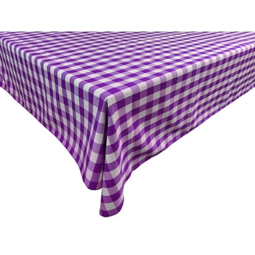 Polyester Poplin Gaberdine Durable Tablecloth Gingham Checkered Plaid Purple