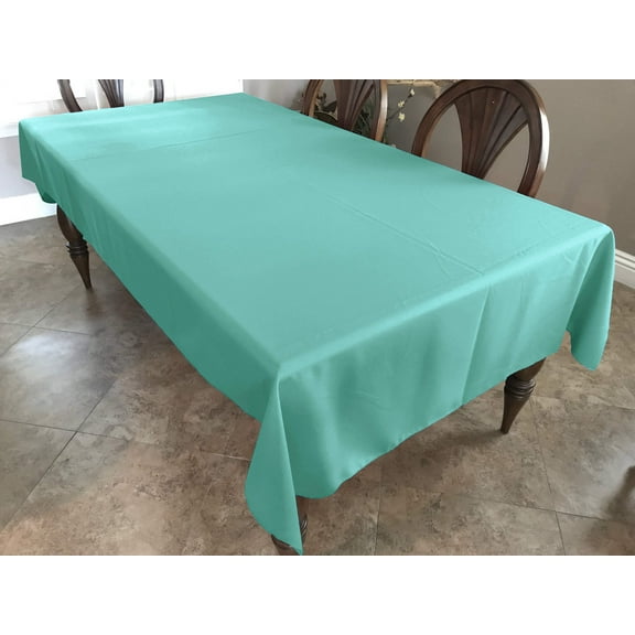 Polyester Poplin Gaberdine Durable Tablecloth Solid Aqua