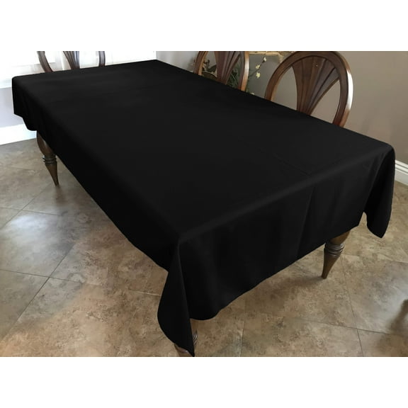 Polyester Poplin Gaberdine Durable Tablecloth Solid Black