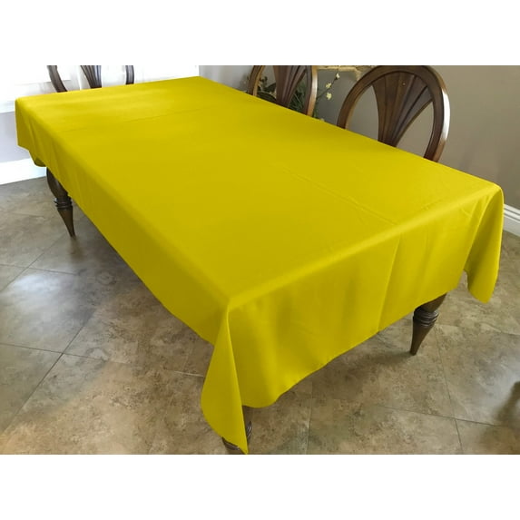 Polyester Poplin Gaberdine Durable Tablecloth Solid Lemon Yellow