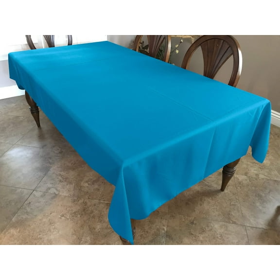 Polyester Poplin Gaberdine Durable Tablecloth Solid Turquoise