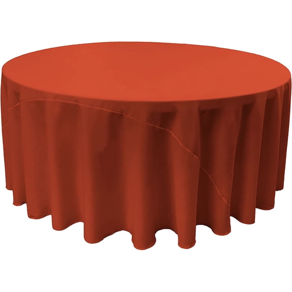 Polyester Poplin Round Tablecloth, 132-Inch, Rust