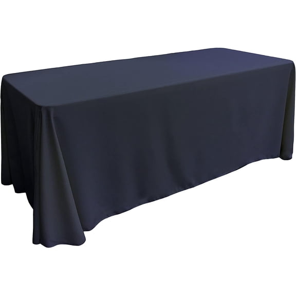 Polyester Poplin Washable Rectangular Tablecloth, Stain and Wrinkle Resistant Table Cover 90x156, Fabric Table Cloth for Dinning, Kitchen, Party Navy Blue 90 in x 156 in