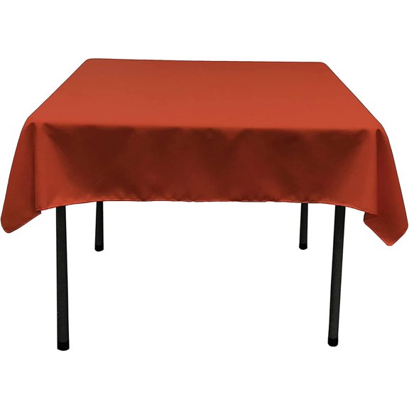 Polyester Poplin Washable Square Tablecloth, Stain and Wrinkle Resistant Square Table Cover 52x52, Fabric Table Cloth Square for Dining, Kitchen, Party, Holiday 52 by 52-Inch, Rust
