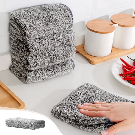 Polyester Rags 25x25cm Microfiber Kitchen Cleaning Cloth Super Soft Highly Absorbent Quick-Drying Waffle Weave Dish Towel 1 Piece(Gray) Rkxzt