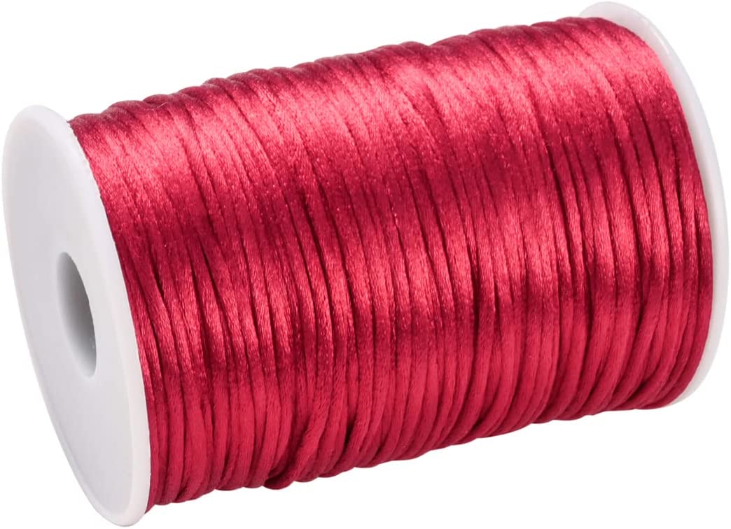 Polyester Red Satin Cord Ribbon Twine 3mm for HandWoven Tassels Crafts