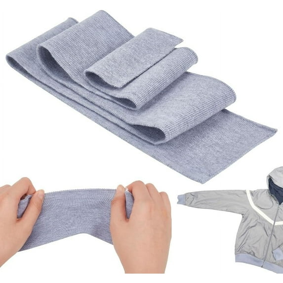 Polyester Ribbing Fabric for Cuffs Waistbands Neckline Collar Trim Knitted Hem Quilting Cloth Gray 800~850x70~75x1.5mm