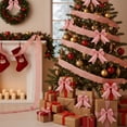 thumbnail image 1 of Pink Edged Christmas Ribbon Bow 100cm Decorative Gift Wrapping Ribbon for Tree Decor,Floral Bouquet,Gift Box Packaging Craft Holiday ornament Bow(1Pc),by JASKFLY, 1 of 7