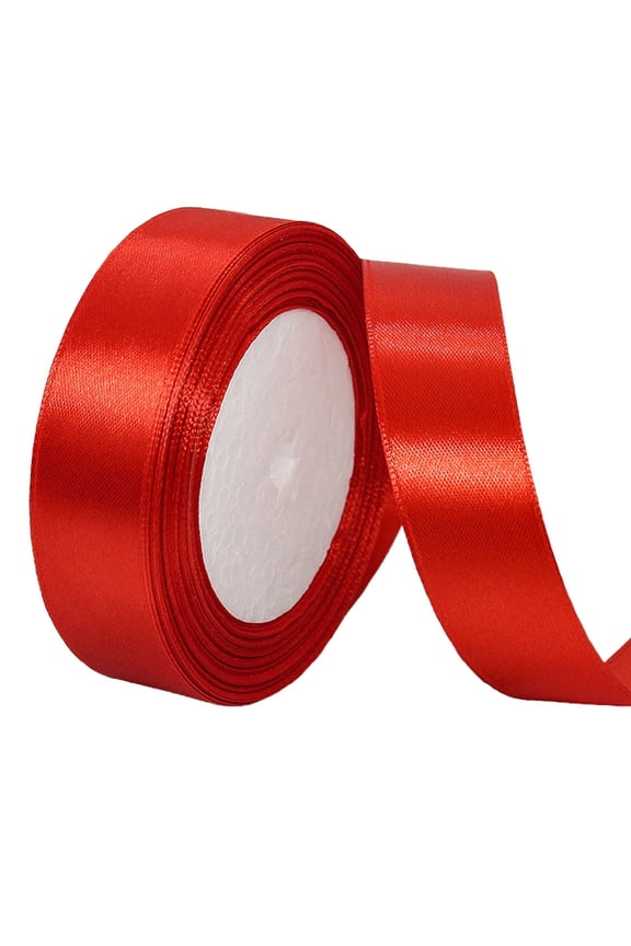 Polyester Ribbon For Gift Wrapping And Crafts, 1 Inch X 25 Yards Quality Fabric Ribbon For Bouquet Flower, Christmas Wedding Decoration, Red