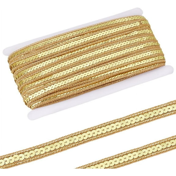 Polyester Ribbon Paillette Sequin Trimming Ornament Accessories golden 13x1mm