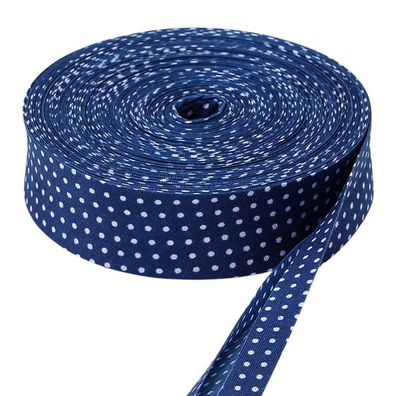 Polyester Ribbon Polka Dot Blue 1- inch(25.5mm) 24.06 Yards(22m)/Roll