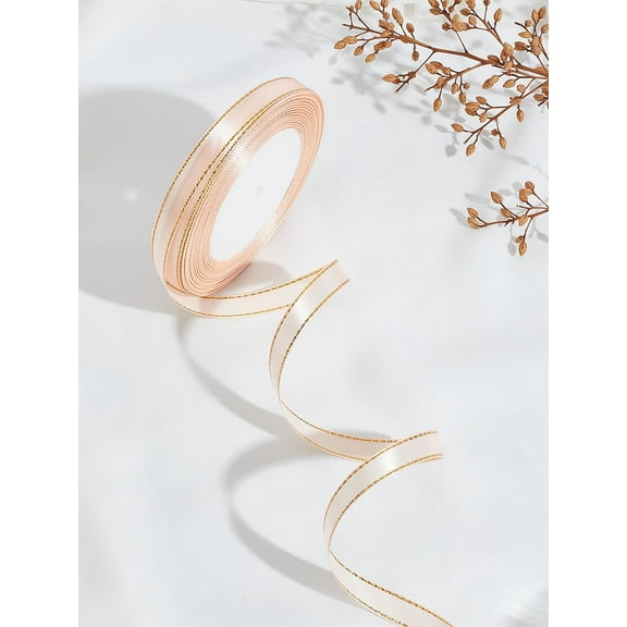 Polyester Ribbon Polka Dots for Clothes Accessories Seashell color 3/8 inch(10mm) about 24.06 Yards(22m)/Roll