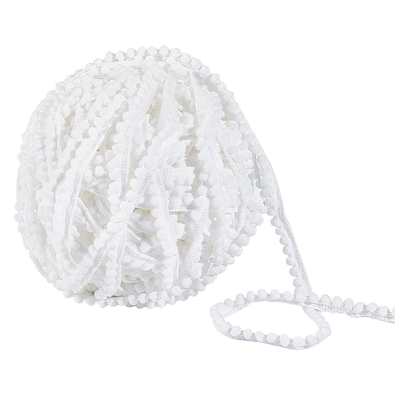 Polyester Ribbon Trim Ball Fringe Ribbon White 5/8 inch(15mm)