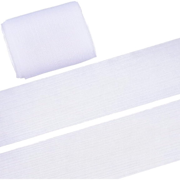 Polyester Ribbon for Bowknot Flower Gift Decoration White 4 inch(100mm)
