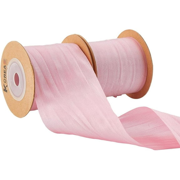 Polyester Ribbon for Garment Accessories Gift Decoration Folds Pearl Pink 2 inch(50mm) 10yards/roll