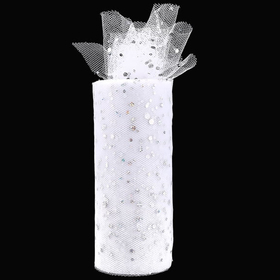 Polyester Ribbons Glitter Metallic Ribbon Sparkle White 5-7/8 inch(150mm) 25yards/roll diy