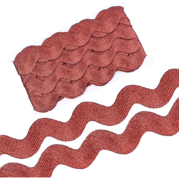 Polyester Ribbons Wave Shape FireBrick 38~40mm 10yard/card