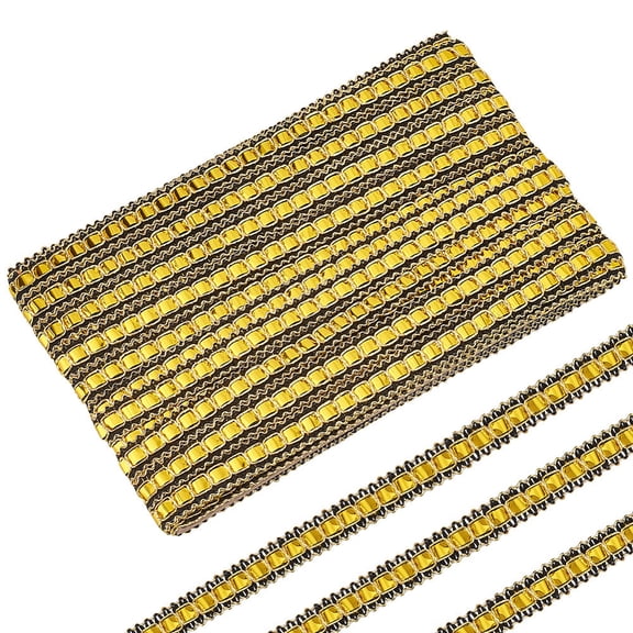 Polyester Ribbons with Glass Sead Beads Yellow 1/2 inch(12mm)