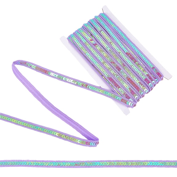 Polyester Ribbons with Plastic Sequins Lilac 1/2 inch(12mm)