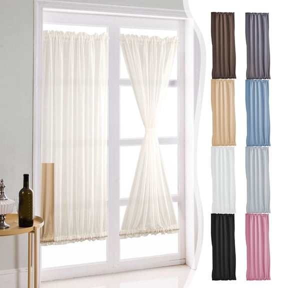 Polyester Rod Pocket French Door Curtain for Sliding Doors and Windows, Light Blocking Window