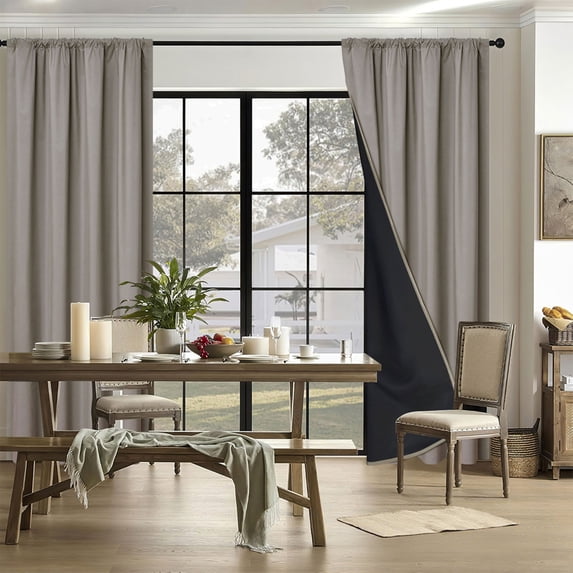 Polyester Rod-Pull Light-Blocking Curtains, Heat-Insulating and Soundproof Window Drapes, Living Room Bedroom Privacy Curtains, Thermal Protection and UV Blocking