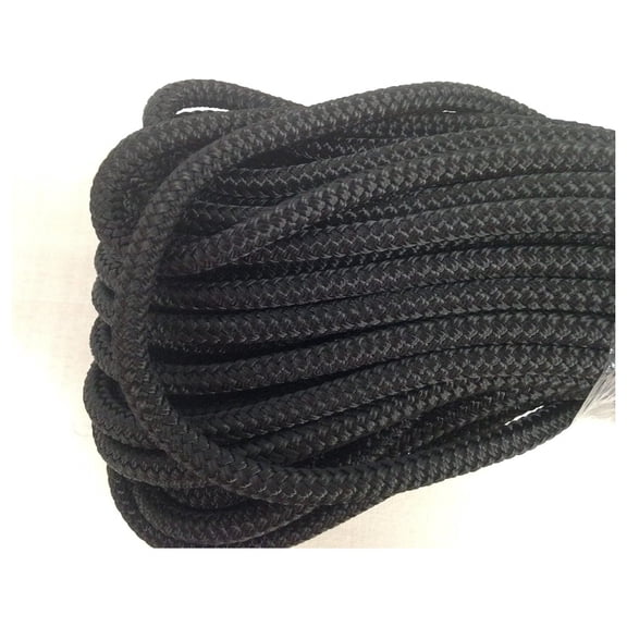 Polyester Rope Black 5/16 Inch - 100 ft Double Braid | Marine Rope for Halyards, Sail Rigging, Flag Poles, Control & Sheet Lines | Made in USA