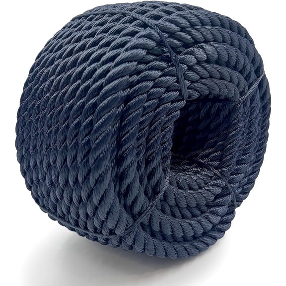 Polyester Rope Weather-Resistant & Waterproof, Durable, Heavy Duty Rope for Pool, Marine, Camping, General Household Tasks, and Construction and Rigging (1/2" X 98'), Navy