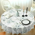 thumbnail image 1 of Polyester Round 60 x 60 Inch Washable Reusable Waterproof Table Cloth - Watercolor Leaf Floral Print Table Cover for Spring/Summer Decoration, 1 of 4