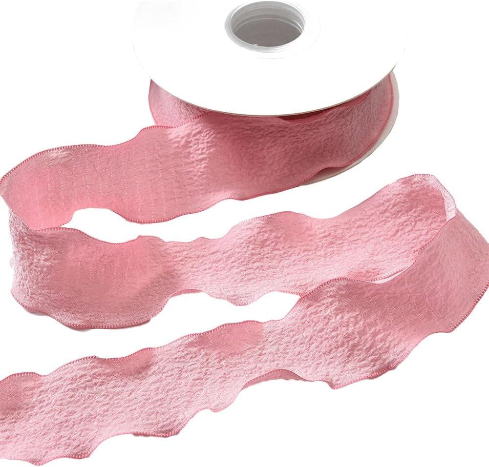 Red Ruffled Ribbon Polyester Ruffled Ribbon Pleated Ribbon for Gift Wrapping Bow Tie ...