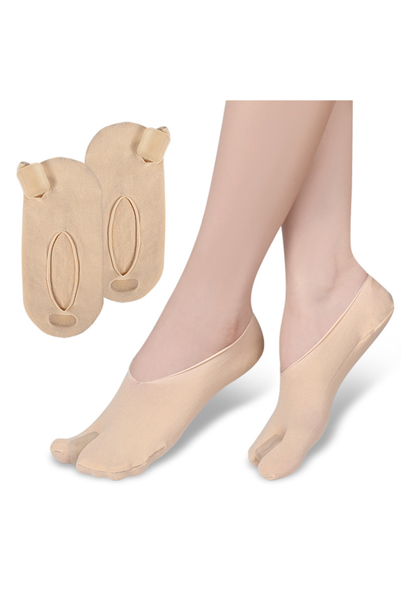 Polyester SEBS Bunion Toe Separator Invisible No-Show Liner Socks for Overlapping Toes, Women US 5-9