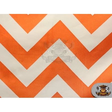 Polyester Satin Chevron Fabric ORANGE / 60" Wide / Sold by the yard