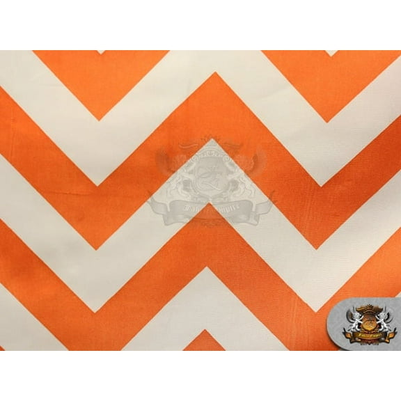Polyester Satin Chevron Fabric ORANGE / 60" Wide / Sold by the yard