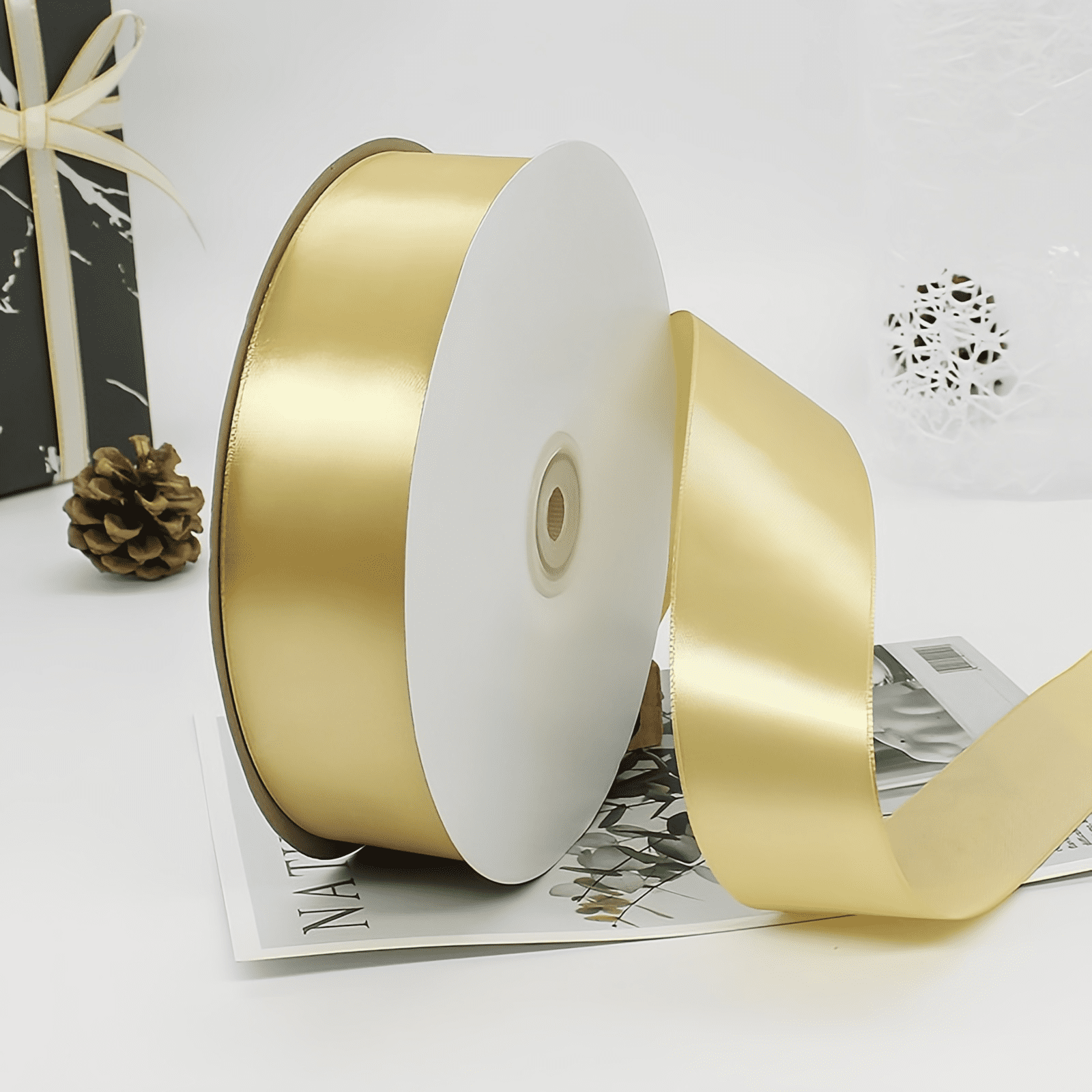 1.5 Inch Old Gold Grosgrain Ribbon - 100 Yards For Gift Wrapping, Wedding Decor & Crafts