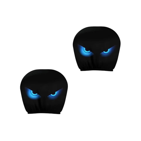 Polyester Scary Face Car Headrest Cover with Glowing Eye Design Universal Elastic Fit for Auto Seat Protector Funny Halloween Interior Decoration