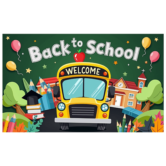 Polyester School Banner Educational Backdrop Colorful Decor Event Decoration for Classroom Decoration School Event Party