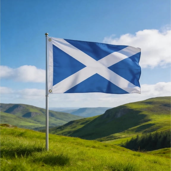 Polyester Scotland St Andrew & England St George Small Decor Flag, Double Sided Vivid Print Garden Banner With 2 Brass Grommets(Blue)