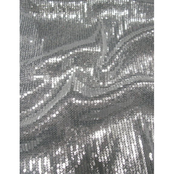 Polyester See Through Mesh with 3 mm Silver Shiny Sequins