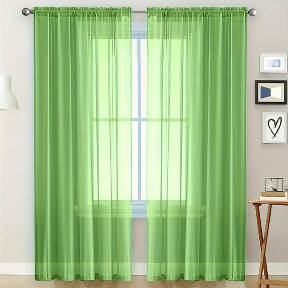 Polyester Semi-Sheer Curtain, Rod-Pocket Style, Light-Filtering Drapes with Soft-Touch Durability for Living Room & Balcony, 1 Pack