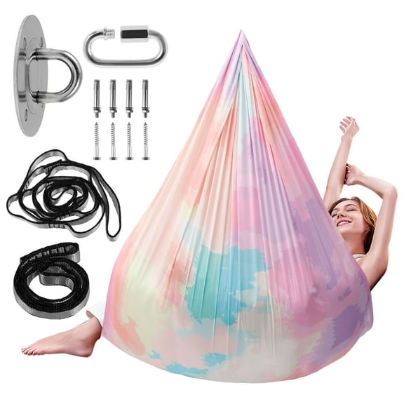 Polyester Sensory Swing Good Elasticity Kid Pod Swing Seat Strong Load Bearing Sensory Hammock 360° Rotation Hammock for Outdoor